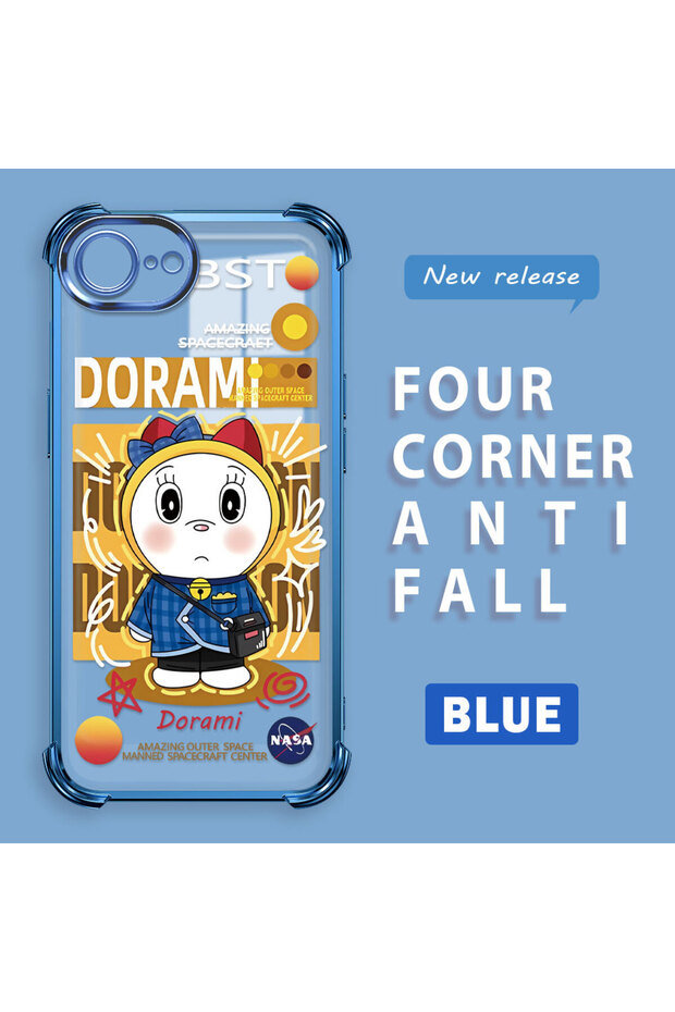 iPhone 16E Compatible Transparent Silicone Flutter Protective Case Doraemon - 1