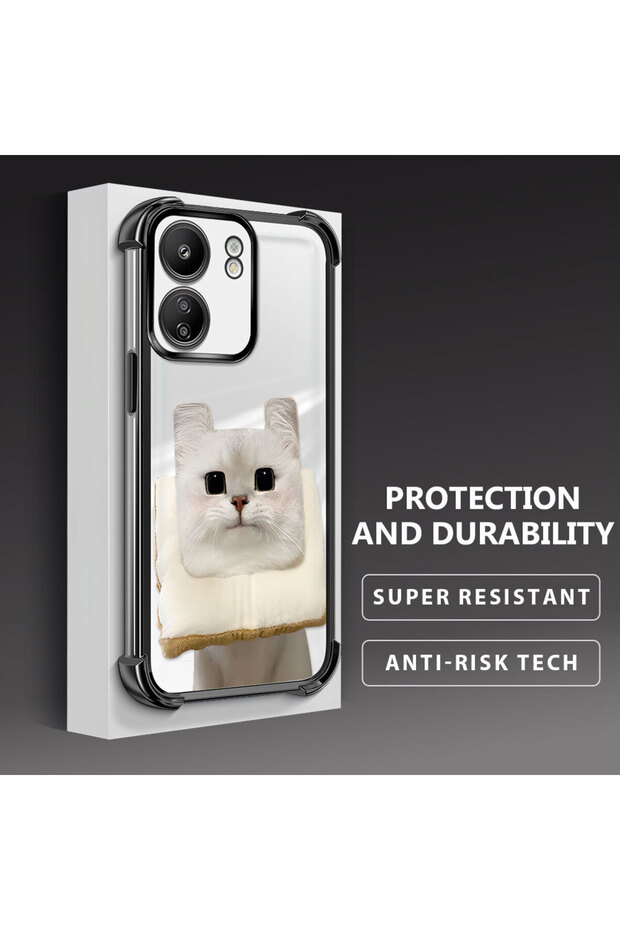 حافظة حماية من السيليكون الشفاف المتوافقة مع Poco C65 بنمط القطط - 3