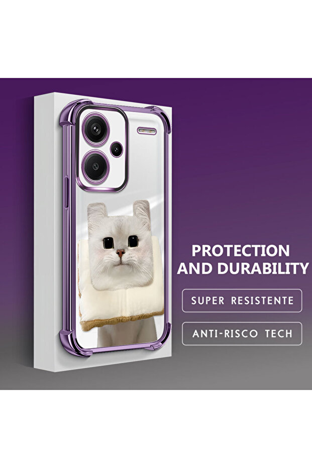 Redmi Note 13 Pro Plus 5g Compatible Transparent Silicone Flutter Protective Case with Cat Pattern - 4