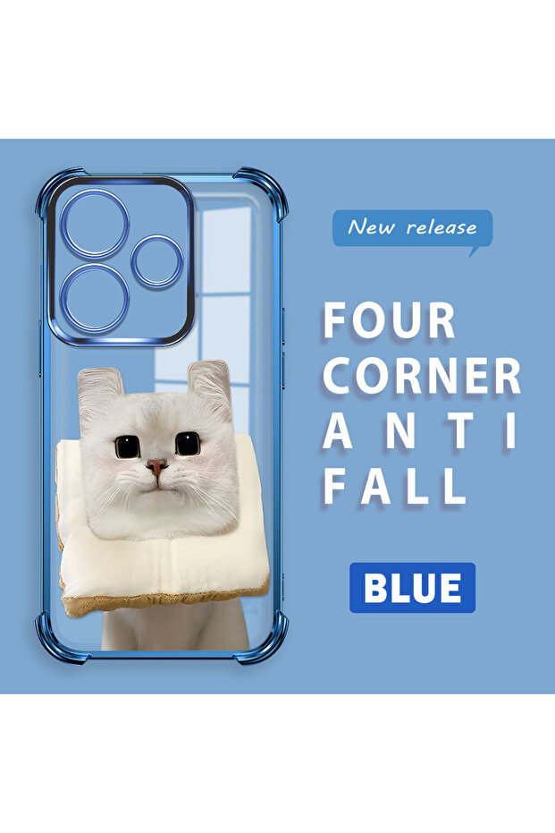 Redmi 13 Compatible Transparent Silicone Flutter Protective Case with Cat Pattern - 1