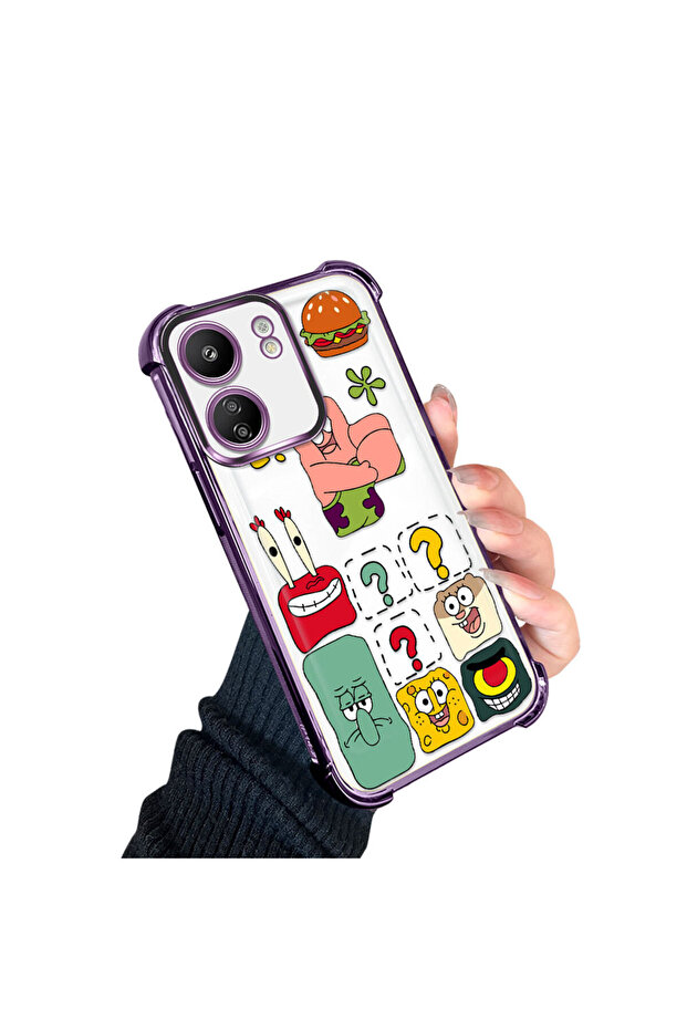 Redmi 13C Compatible Transparent Silicone Flutter Protective Case Spongebob - 2