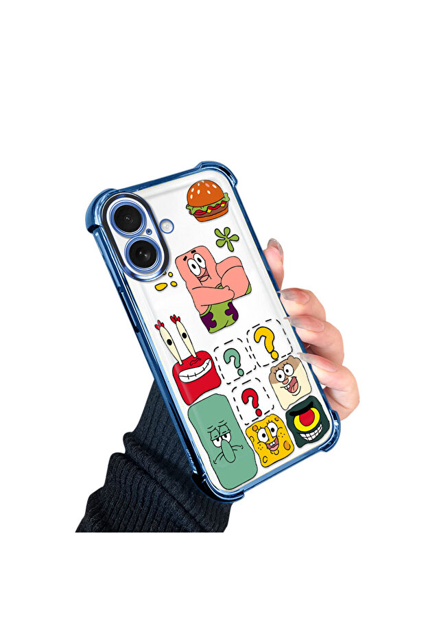 غطاء حماية شفاف من السيليكون متوافق مع آيفون 16 بتصميم سبونج بوب - 2