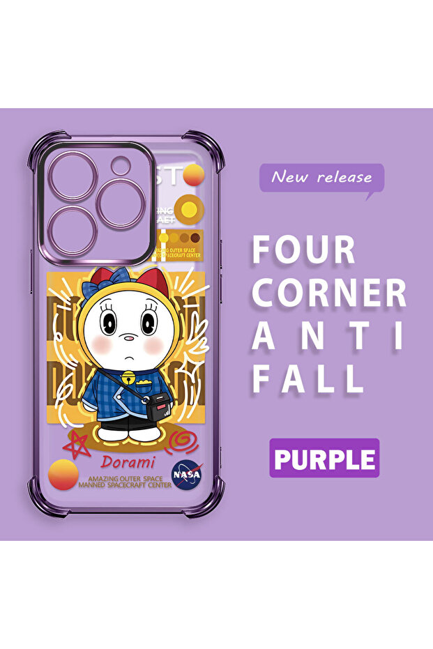 حافظة حماية شفافة من السيليكون متوافقة مع تكنو سبارك 20/20C بتصميم دورايمون - 1