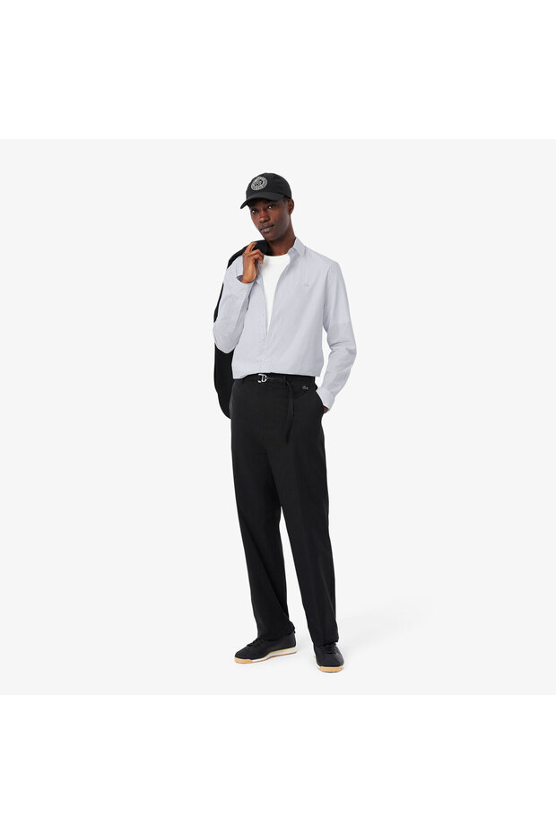 Erkek Regular Fit Çizgili Açık Mavi Gömlek - 5