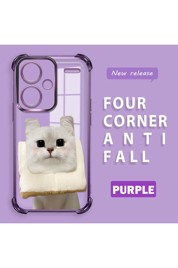 Redmi Note 13 Pro Plus 5g Compatible Transparent Silicone Flutter Protective Case with Cat Pattern - 1