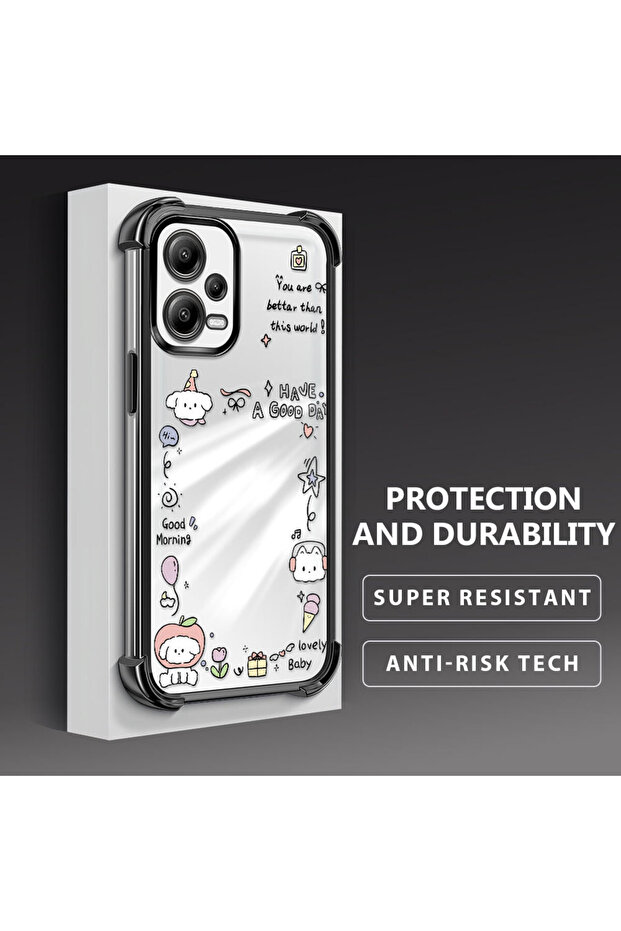 Poco X5 Compatible Transparent Silicone Flutter Protective Case Creative Pattern - 3