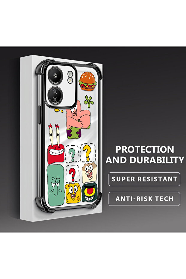 Poco C65 Compatible Transparent Silicone Flutter Protective Case Spongebob - 3