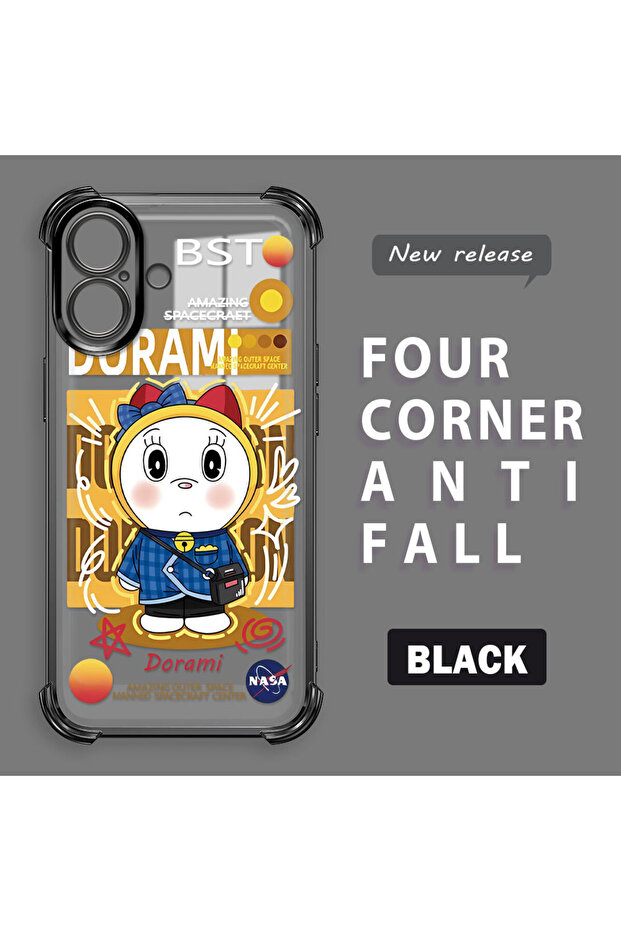 غطاء حماية شفاف من السيليكون متوافق مع آيفون 16 بتصميم دورايمون - 1