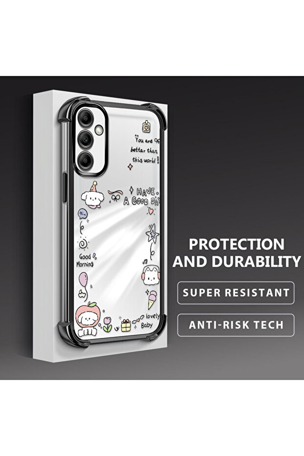 حافظة حماية من السيليكون الشفاف المتوافقة مع هاتف سامسونج جالاكسي A14، نمط إبداعي - 3