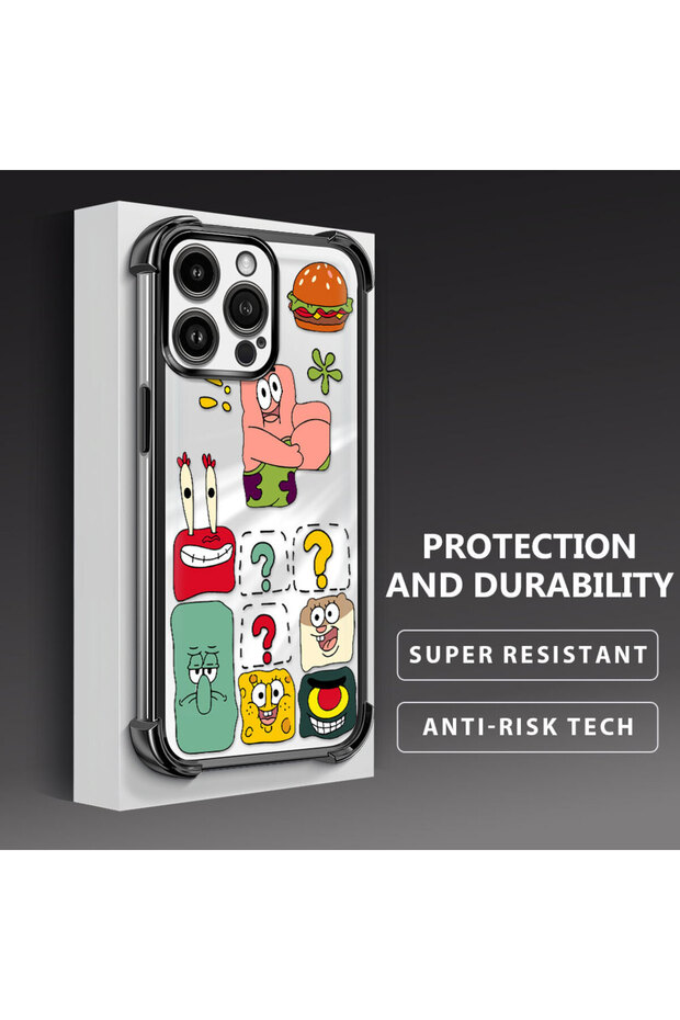 حافظة حماية من السيليكون الشفاف المتوافقة مع هاتف iPhone 14 Pro Max، سبونج بوب - 3