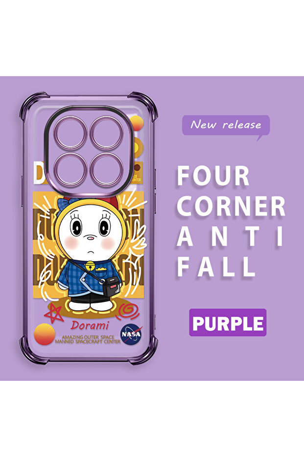 حافظة حماية شفافة من السيليكون متوافقة مع هاتف ريدمي نوت 14 برو 4G بتصميم دورايمون - 1