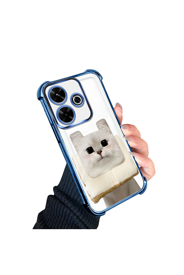 Redmi 13 Compatible Transparent Silicone Flutter Protective Case with Cat Pattern - 2