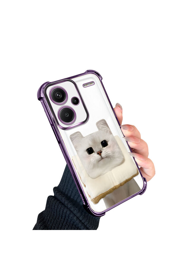 Redmi Note 13 Pro Plus 5g Compatible Transparent Silicone Flutter Protective Case with Cat Pattern - 3
