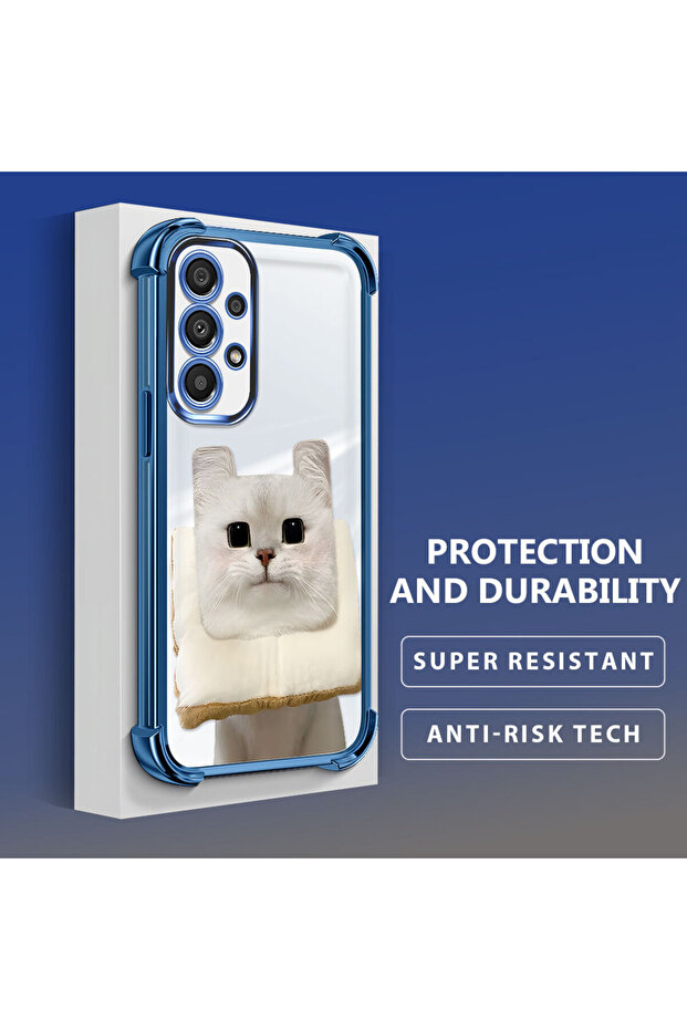حافظة حماية من السيليكون الشفاف المتوافقة مع هاتف سامسونج جالاكسي A33 بنمط قطة - 3