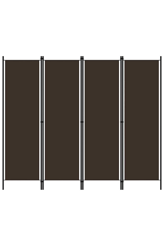 4-Panel Room Divider Brown 200x180 cm
