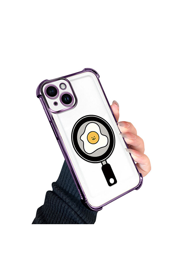 iPhone 14 Compatible Transparent Silicone Flutter Protective Case with Pan Pattern - 2