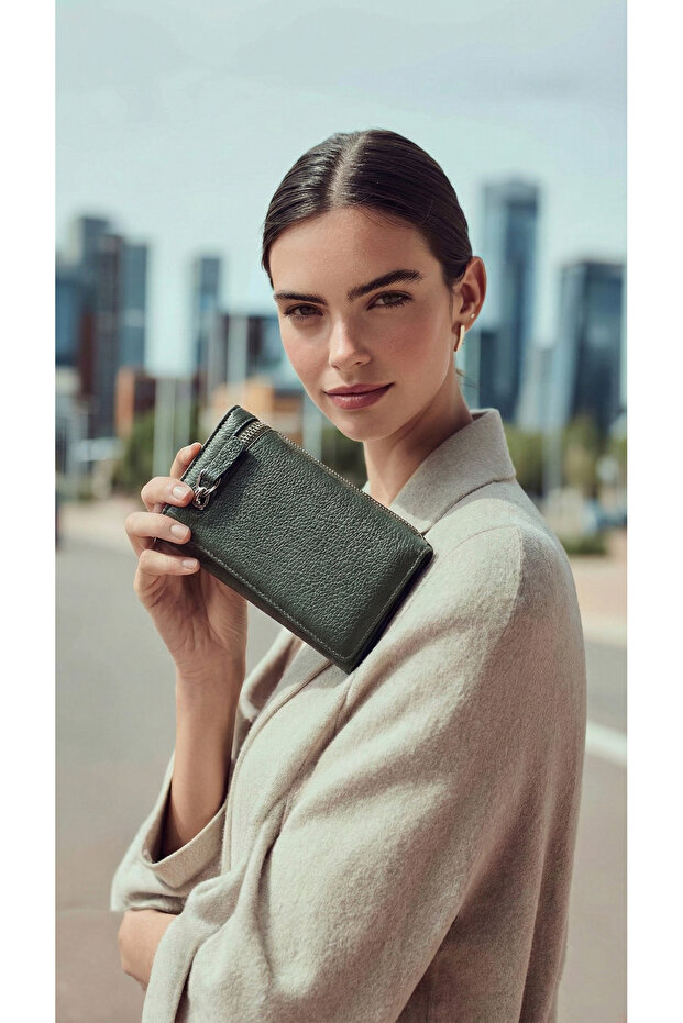 Genuine Leather Women's Zipper Wallet
