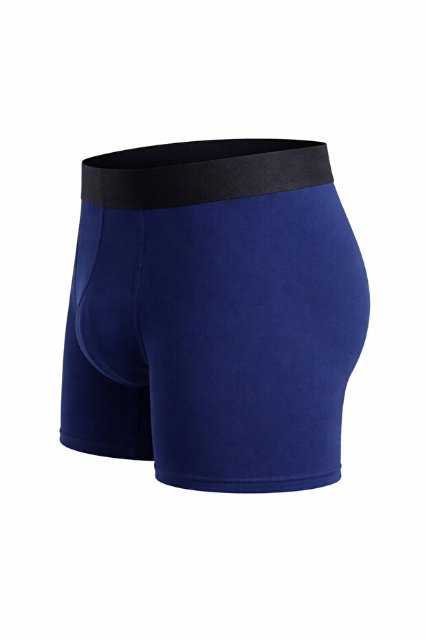 Men's Basic Flexible Cotton Navy Blue 5-Piece Boxer - 5