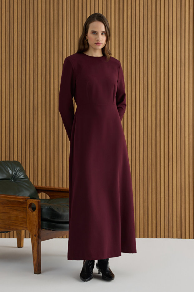 Bordo Dokuma Elbise - 3