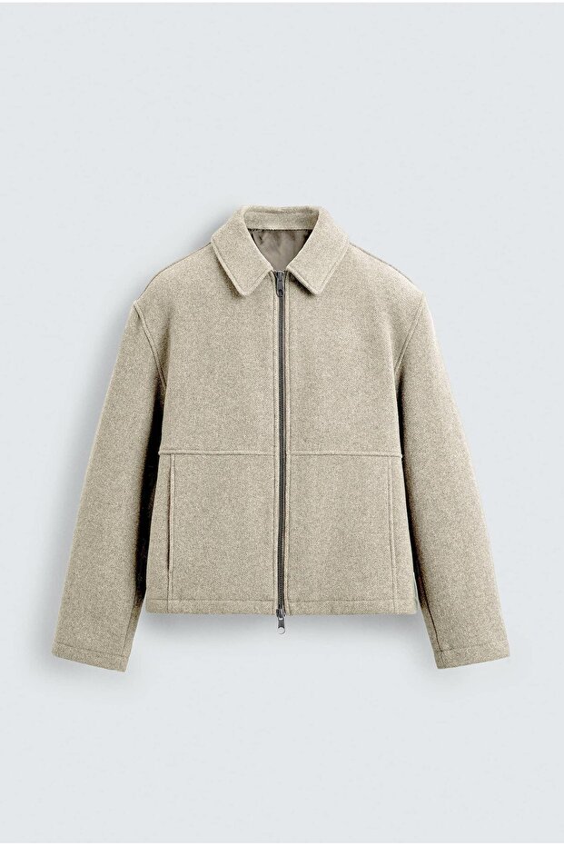 Men's Relax Fit Premium Cashmere Jacket Coat Beige