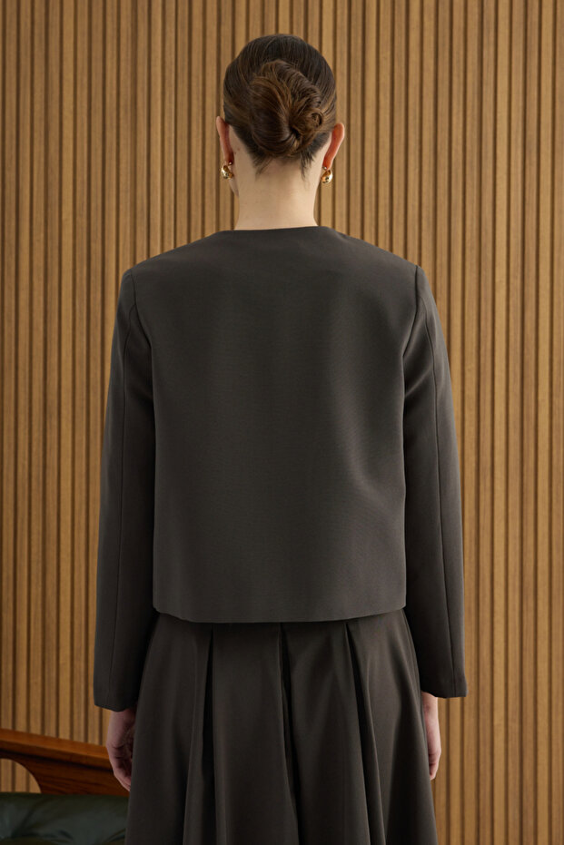 Brown Cotton Short Jacket - 6