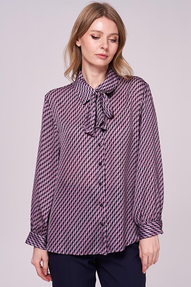 Şifon Gömlek-Kravatlı Bluz - 2