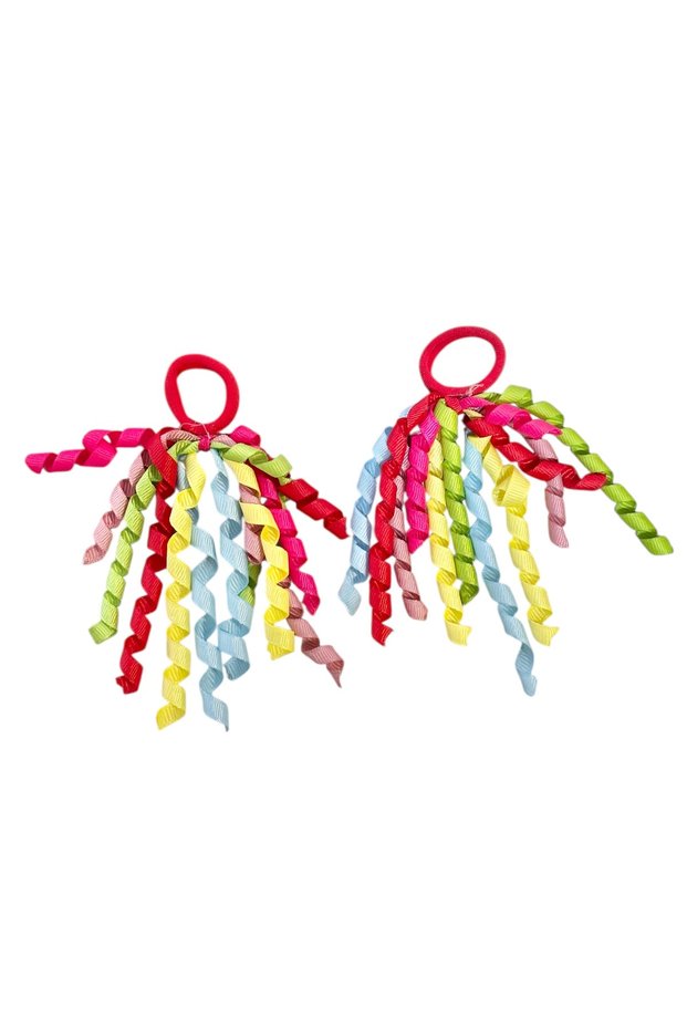 Multi-Colored Spiral Ribbon Detailed Rubber Buckle Set (2 Pieces)