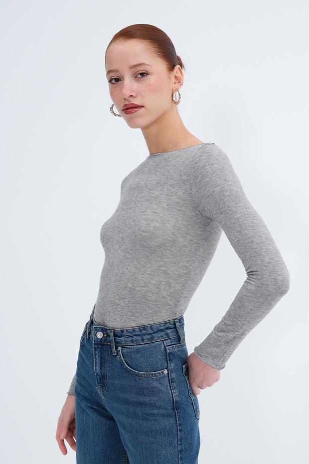 Uzun Kollu Basic Bluz B12954 - 4