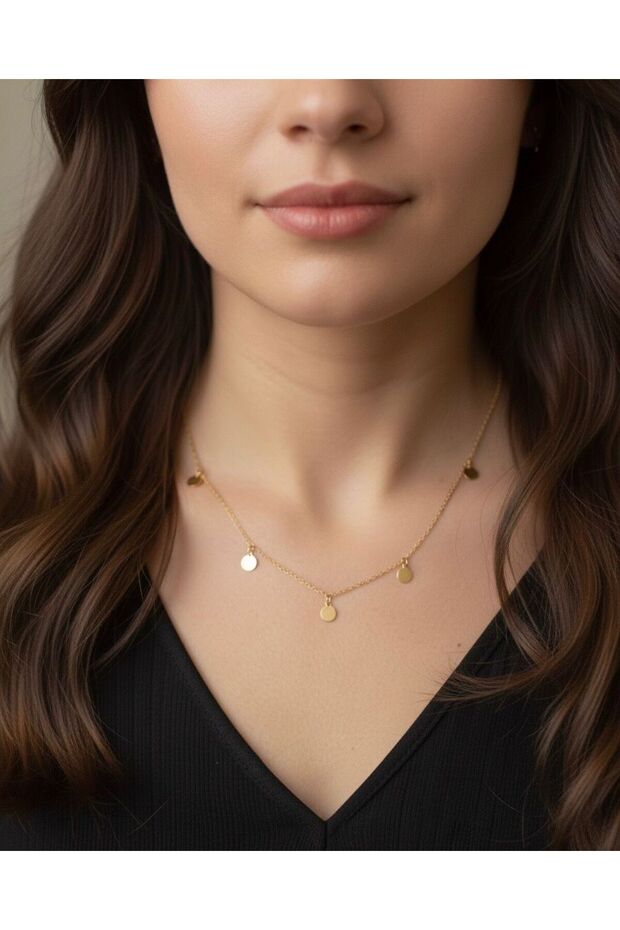 Kadın Pullu Çelik Kolye - 2