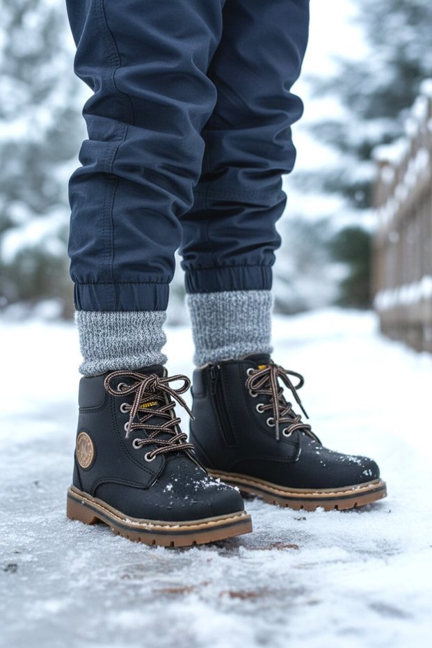 Boys Girls Kids Unisex Rain Snow Winter Zipper and Lace-Up Cat Boots
