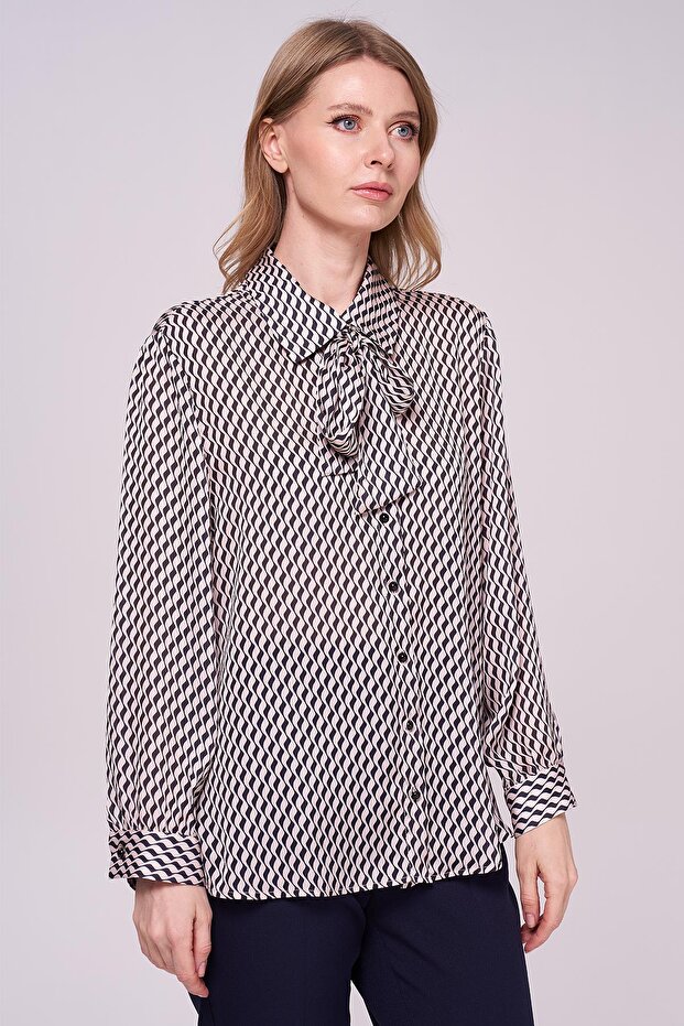 Şifon Gömlek-Kravatlı Bluz - 4