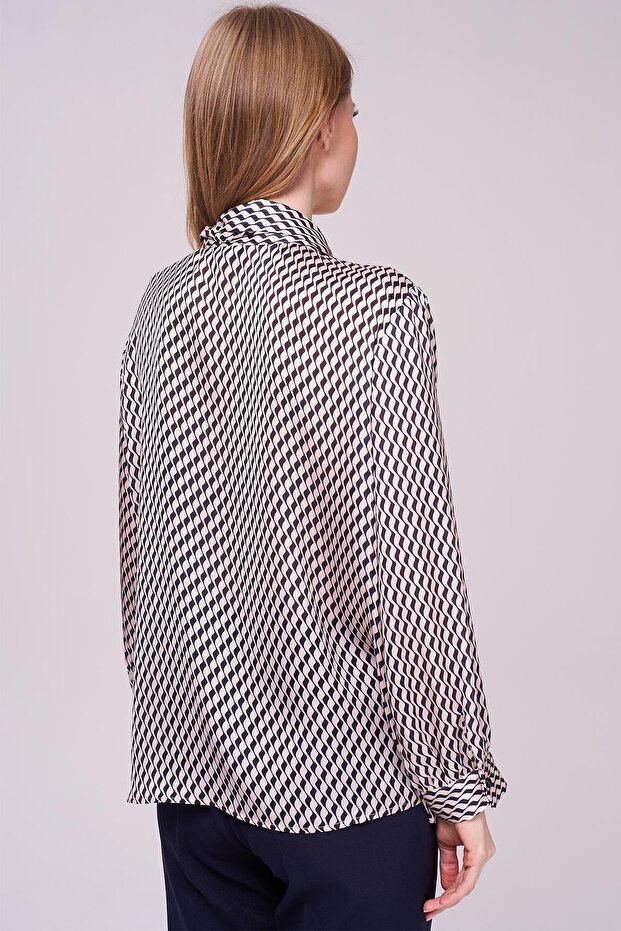 Şifon Gömlek-Kravatlı Bluz - 5