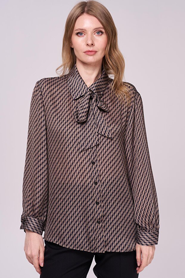 Şifon Gömlek-Kravatlı Bluz - 1