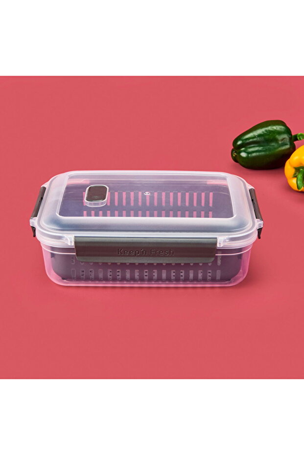 حاوية تخزين مستطيلة الشكل من لايف كيبن فريش مع مصفاة - متنوعة - 2 لتر - 2