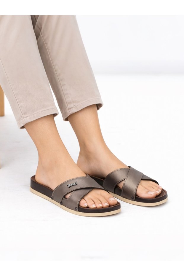 Pr 19055 Wooden Look Flexible Sole Daily Women's Slippers Home and Outdoor Slippers