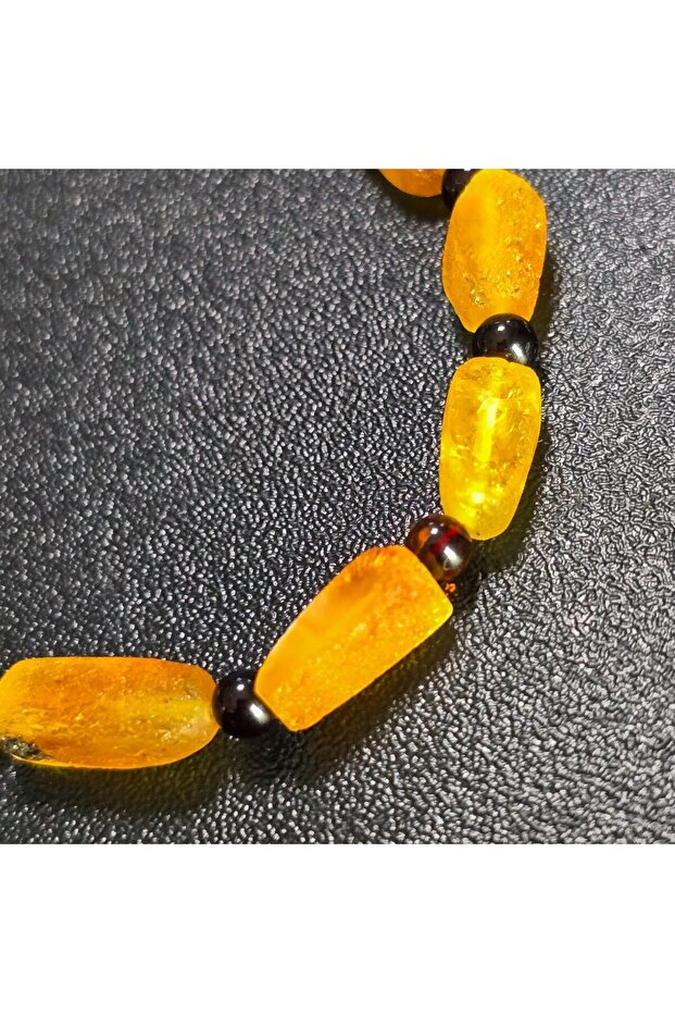 4X8 mm Matte Rectangular Yellow String Amber - 3