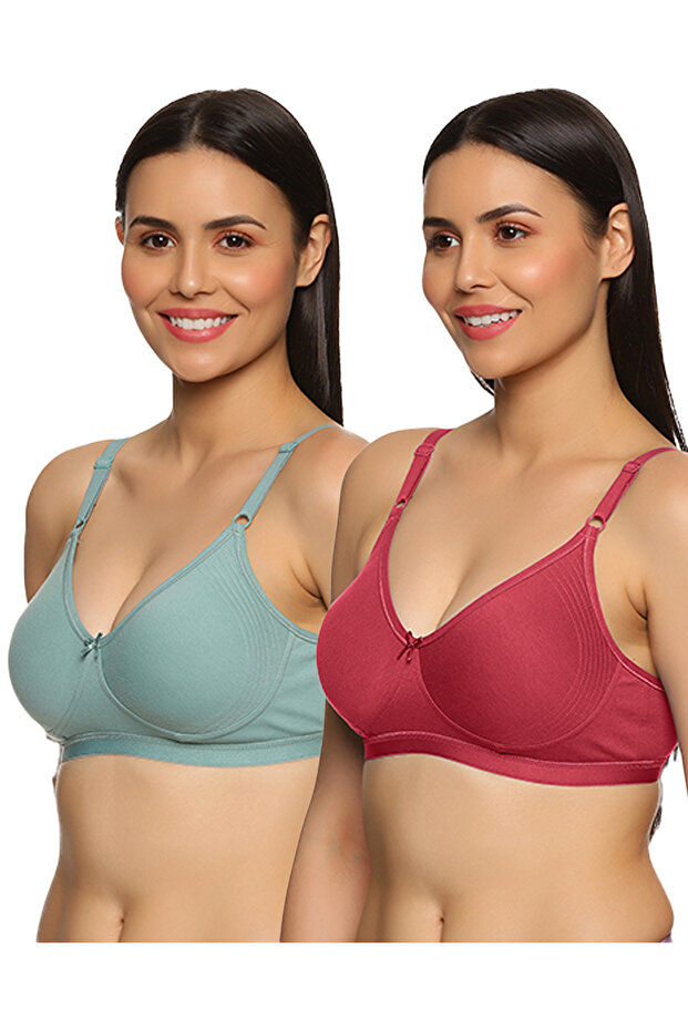 Signature Side Support Non Padded Wire Free Everyday Bra with Contoured Shaper Panel (Pack of 2)