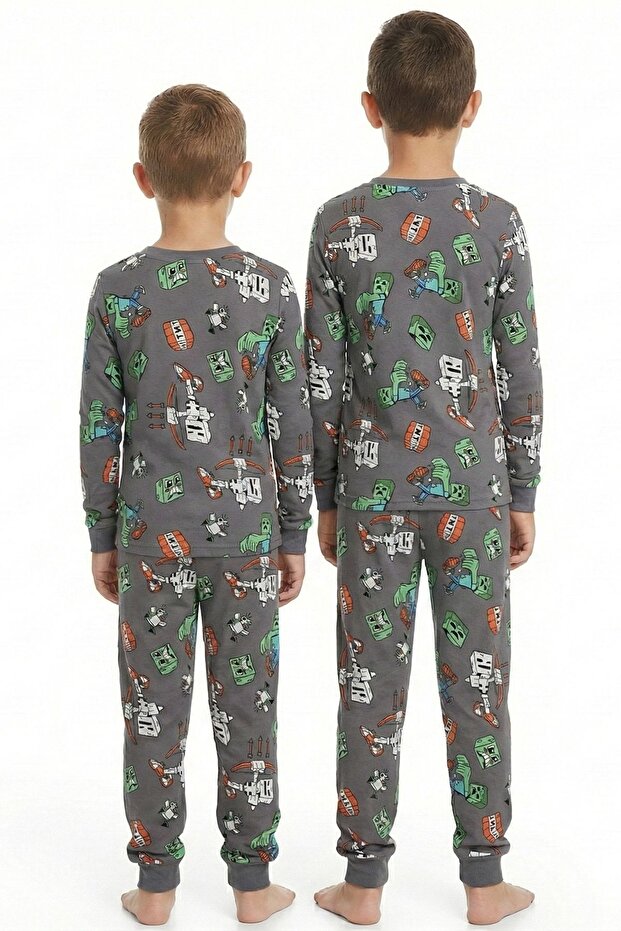 طقم بيجامة للأولاد بنمط لعبة الكمبيوتر - 8
