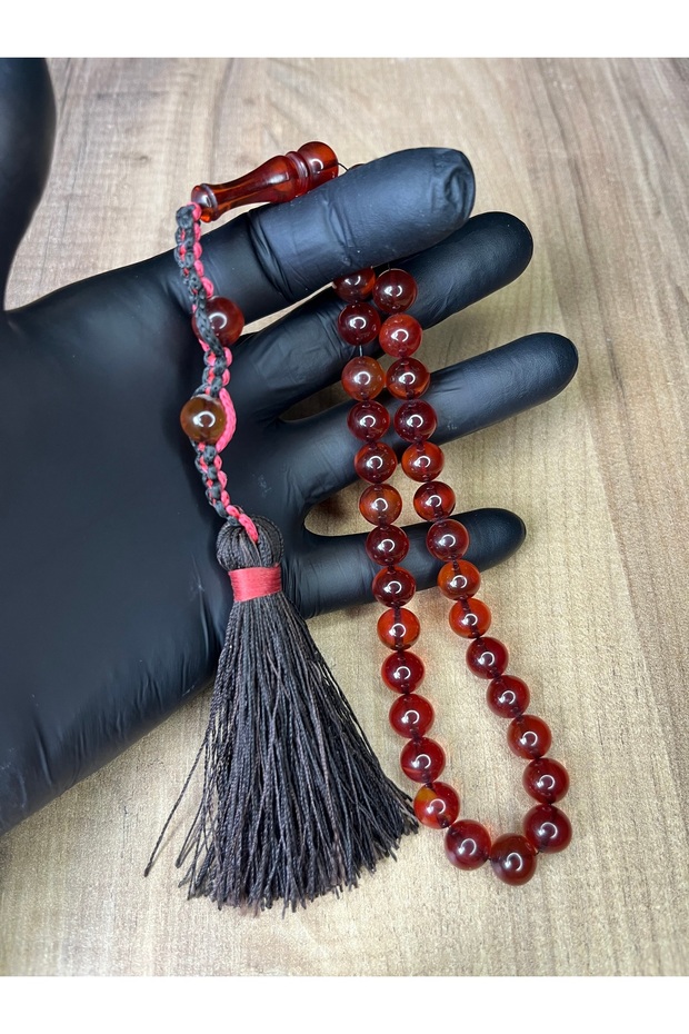 Old Collectible Tightened Amber Prayer Beads with Braided Rope Tassels