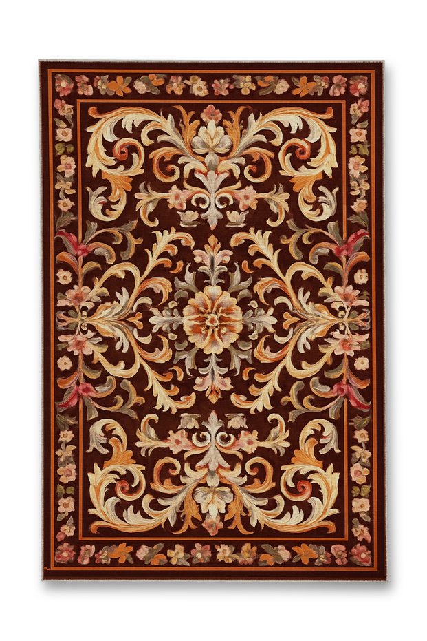 Mosso Brown Themed Floral Motifs Patterned Woven Base Modern Decorative Carpet Mosso2116