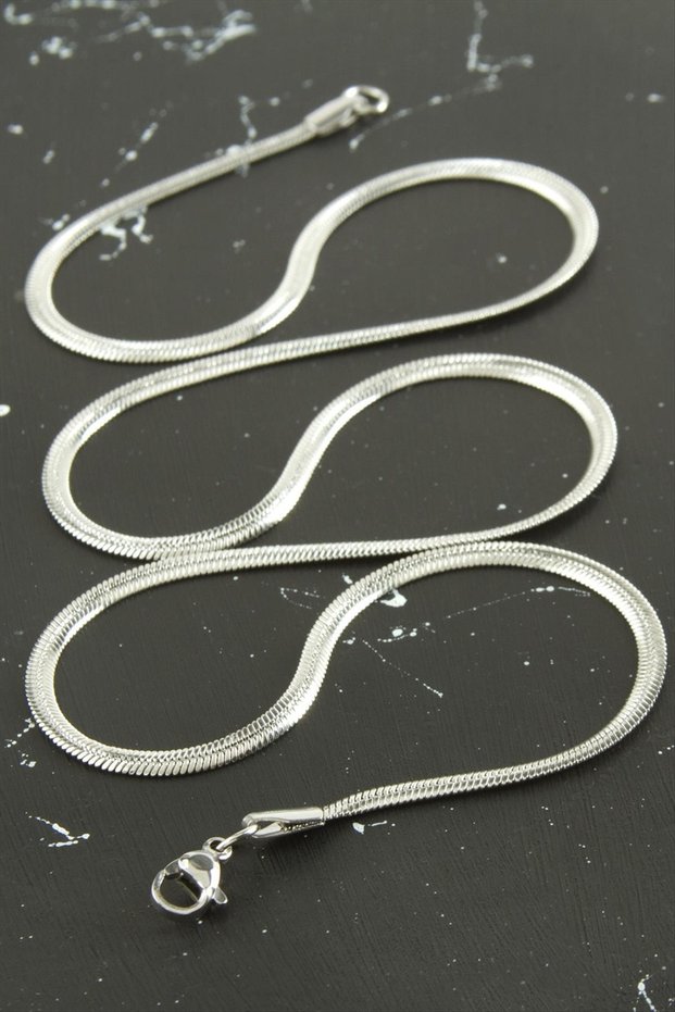 Thin Italian Chain Steel Necklace 45 cm Zircon Stone Necklace Stylish Design