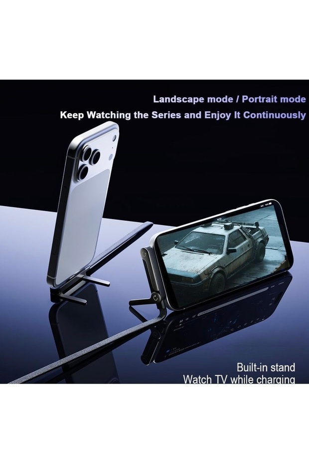 Type-c de Type-C ye Hem Stand Hem Şarj Kablosu Birarada - 8