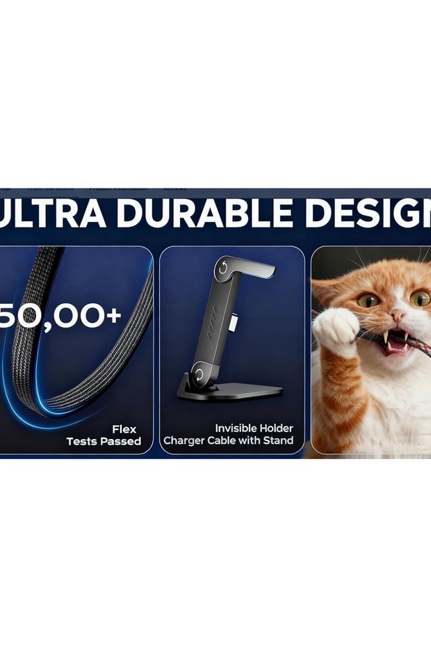 Type-c de Type-C ye Hem Stand Hem Şarj Kablosu Birarada - 3