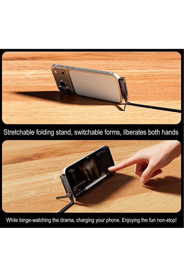 Type-c de Type-C ye Hem Stand Hem Şarj Kablosu Birarada - 5