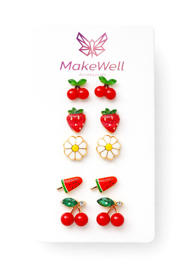 Cherry Strawberry Daisy Watermelon Design Children's Earrings Children's Set Earrings