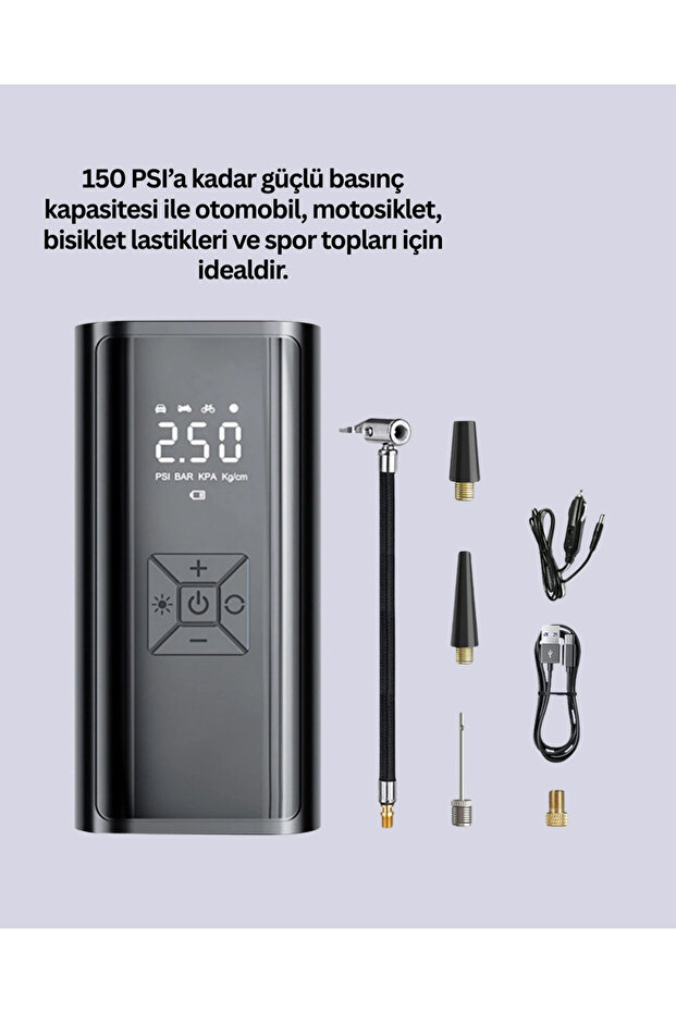 مضخة إطارات ذكية متعددة الوظائف للسيارات متوافقة مع 12 فولت - 3