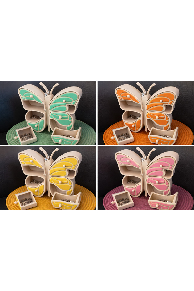 Butterfly Design Jewelry Box with Drawers 23cm | Handmade Bioplastic Accessory Organizer