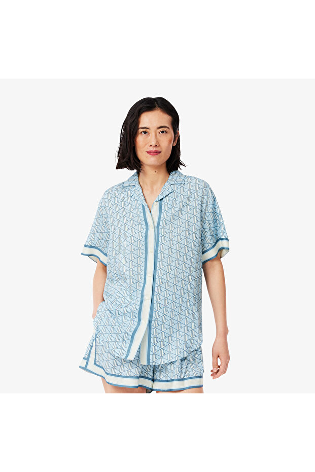 Monogram Kadın Mavi Gömlek - 2