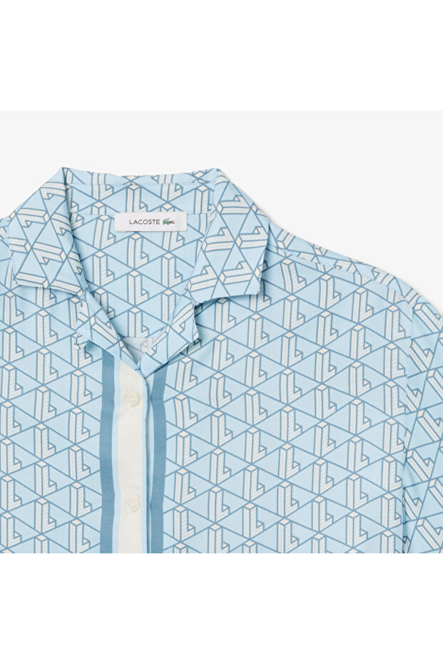 Monogram Kadın Mavi Gömlek - 6