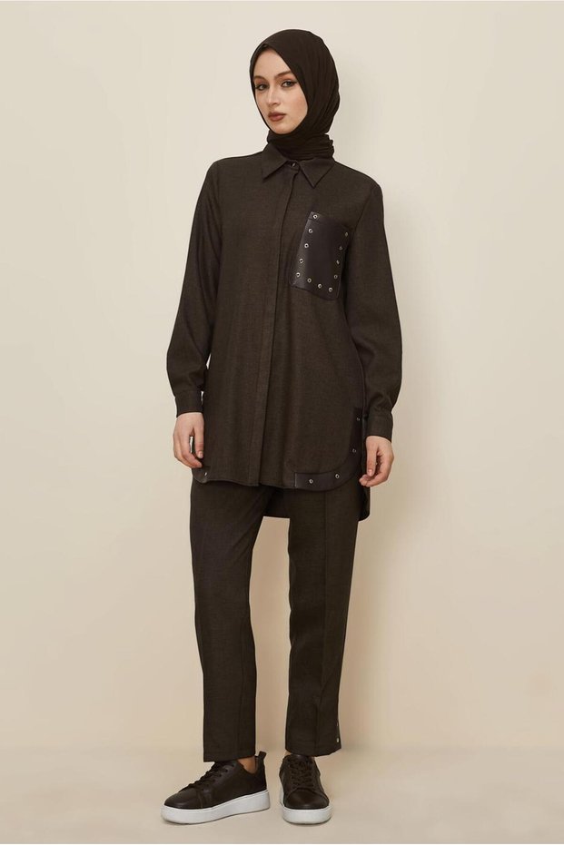 Eyelet Detail Pants Suit 46206